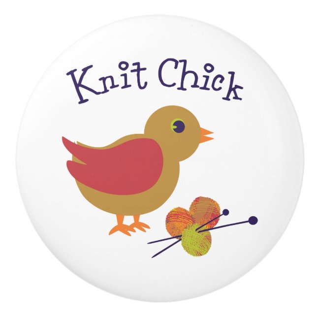 Knit Chick Ceramic Knob (Front)