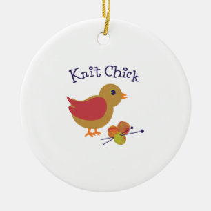 Knit Chick Ceramic Tree Decoration