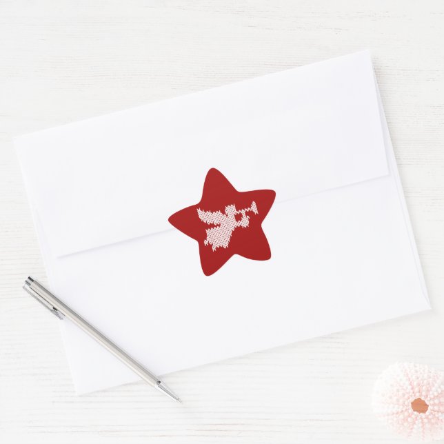 Knit Christmas Trumpet Angel Happy Birthday Jesus Star Sticker (Envelope)