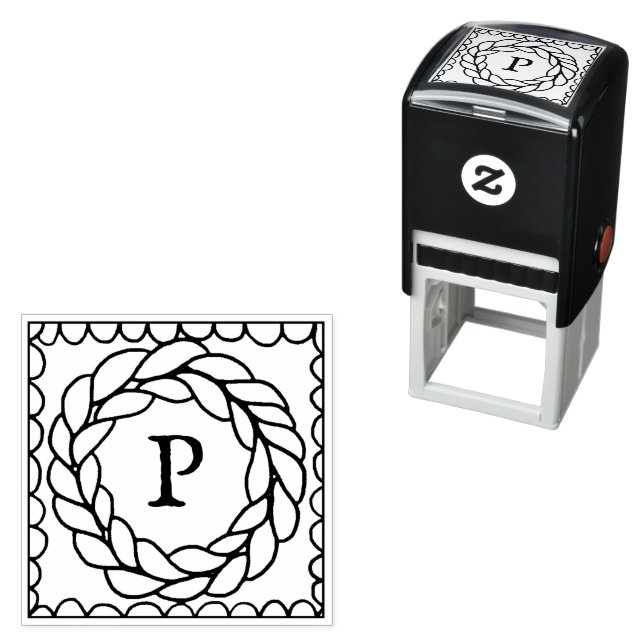 KNIT CIRCLE 1.5" Self-Inking Stamp + Initial (In Situ)