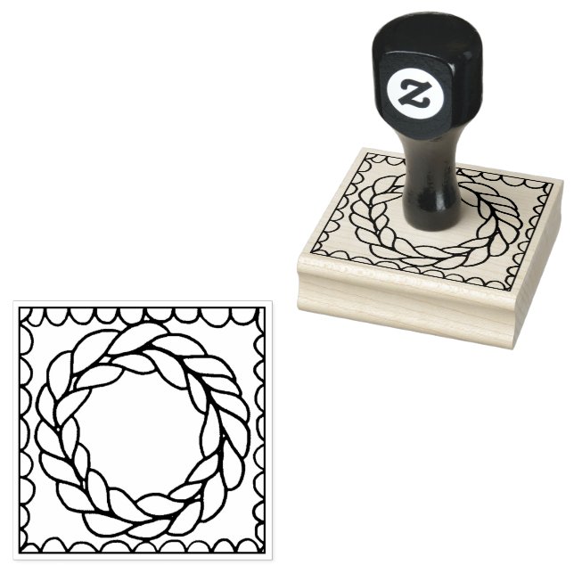 KNIT CIRCLE 2.5" Square Rubber Stamp  (Stamped)