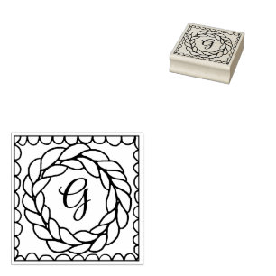 KNIT CIRCLE 2" Square Rubber Stamp + Initial