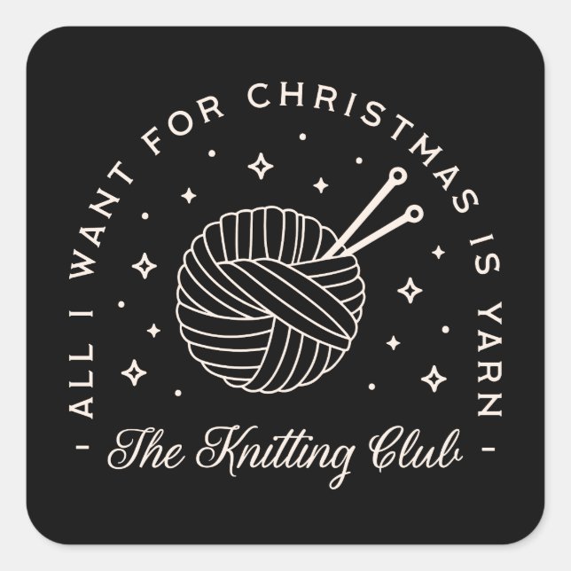 Knit club knitting holidays funny yarn squad crew square sticker (Front)