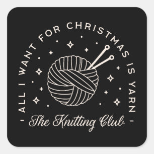 Knit club knitting holidays funny yarn squad crew square sticker