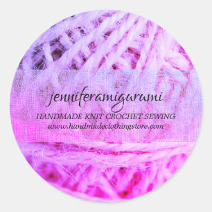 Knit Crochet Yarn Amigurumi Maker Pink Classic Round Sticker