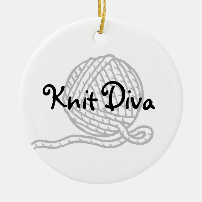 Knit Diva Ceramic Tree Decoration (Front)