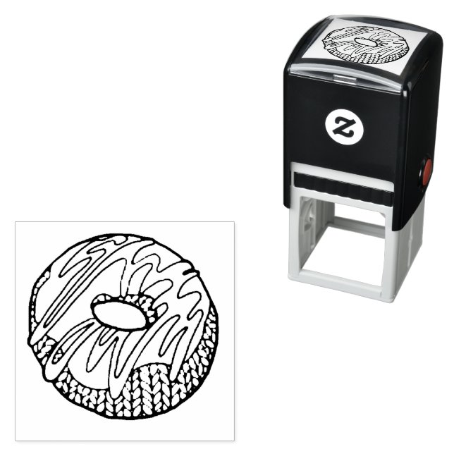 KNIT DONUT 1.5" Self-Inking Rubber Stamp  (In Situ)