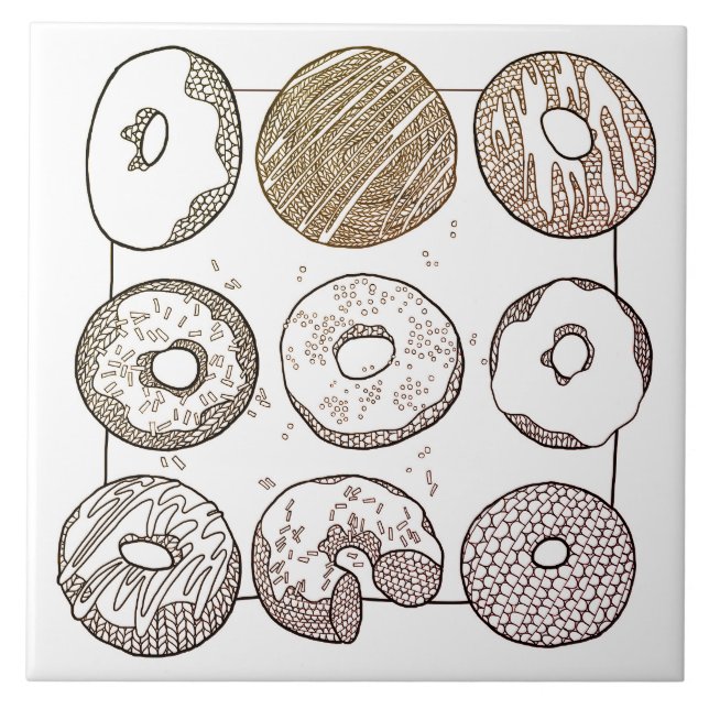 KNIT DONUTS 6x6 Ceramic Tile (Front)