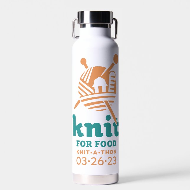Knit for Food Water Bottle (Front)