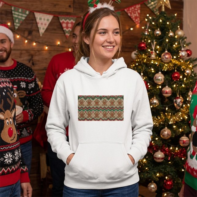 Knit Gingerbread Man Christmas Pattern  Hoodie (Creator Uploaded)