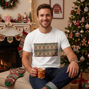 Knit Gingerbread Man Christmas Pattern T-Shirt