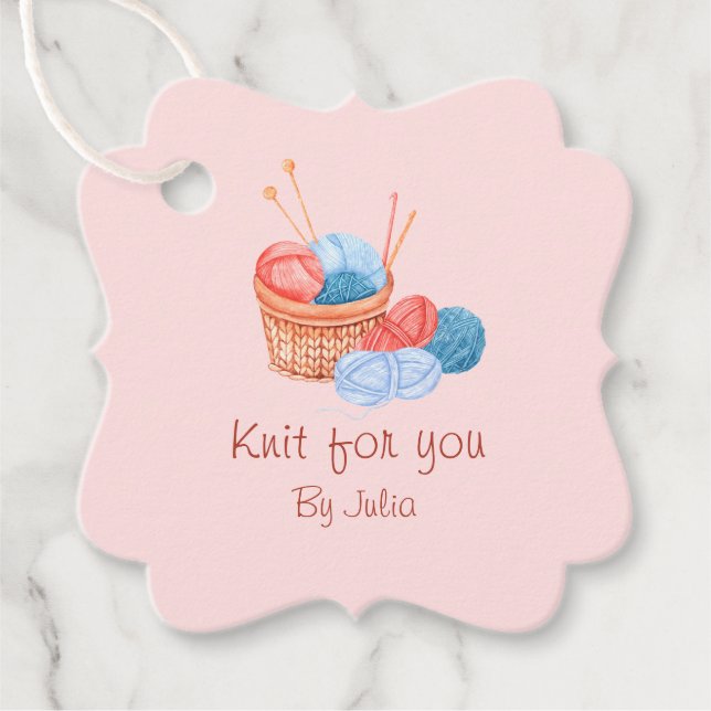 Knit Handmade Hang Tag | Pink (Front)