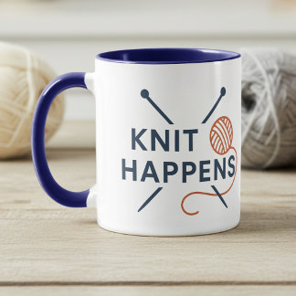 Knit Happens Funny Knitting Pun Mug