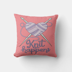Knit Happens Funny Knitting Yarn Lover Design Cushion