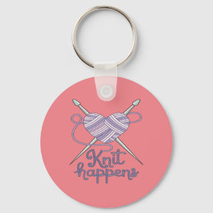 Knit Happens Funny Knitting Yarn Lover Design Key Ring
