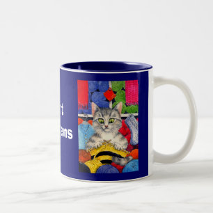 Knit happens, knitting cat mug