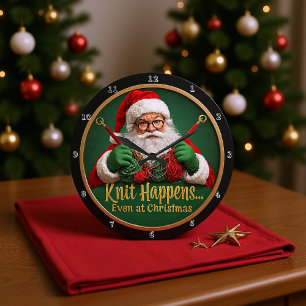 Knit Happens Santa Large Clock