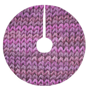 Knit Harmony: Purple Stripe Texture Brushed Polyester Tree Skirt