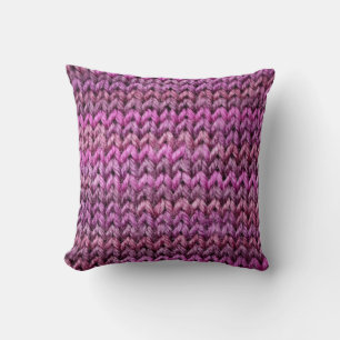 Knit Harmony: Purple Stripe Texture Cushion