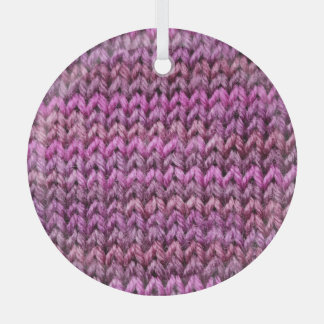Knit Harmony: Purple Stripe Texture Glass Tree Decoration