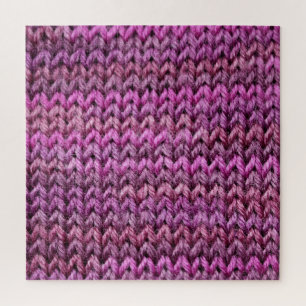 Knit Harmony: Purple Stripe Texture Jigsaw Puzzle