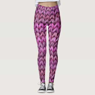 Knit Harmony: Purple Stripe Texture Leggings
