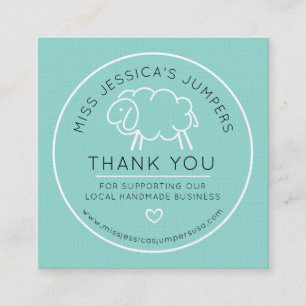 Knit lambswool sheep logo aqua Thank you Loyalty Card