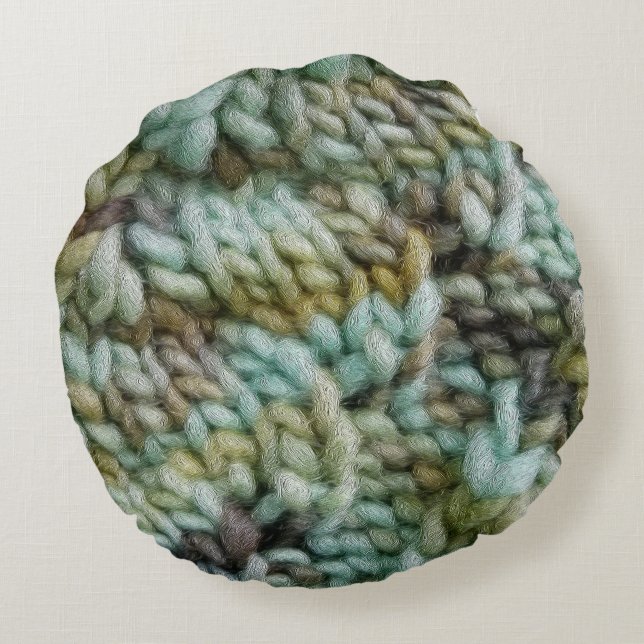 Knit Malabrigo Yarn Texture Crafts Round Cushion (Back)