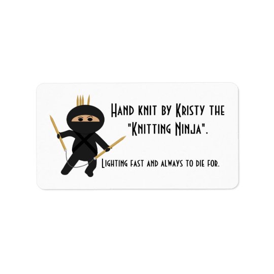Knit Ninja with Circular Needles Address Label