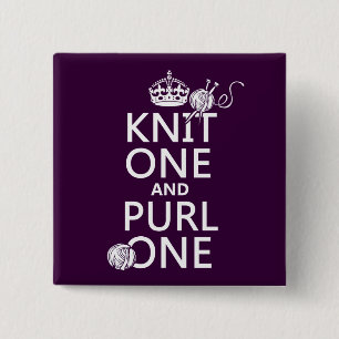 Knit One and Purl One 15 Cm Square Badge
