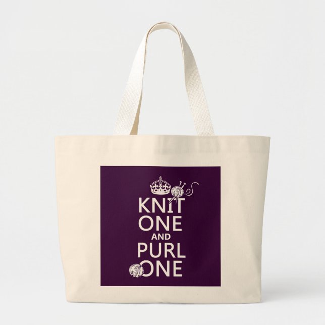 Knit One and Purl One Large Tote Bag (Front)