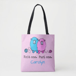 Knit one  Purl one.  Fun fluffy sheep personalised Tote Bag