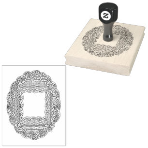 KNIT OVAL FRAME II 4"x5" Rubber Stamp 