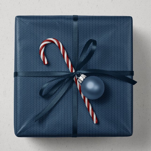 Knit pattern simple navy Christmas holiday Wrapping Paper (Creator Uploaded)
