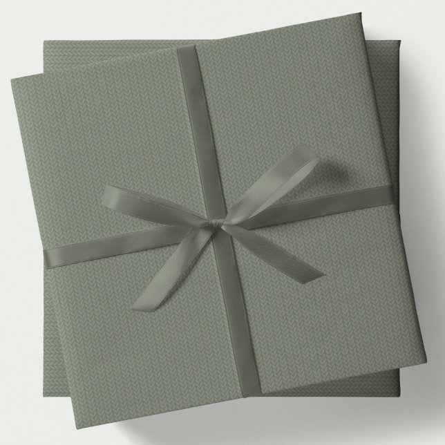 Knit pattern simple sage green Christmas holiday Wrapping Paper Sheet (Creator Uploaded)