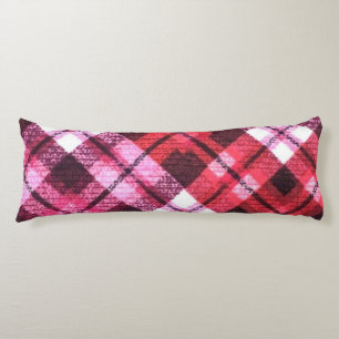 Knit Plaid Tartan Check Pink White Wine Pattern Body Cushion