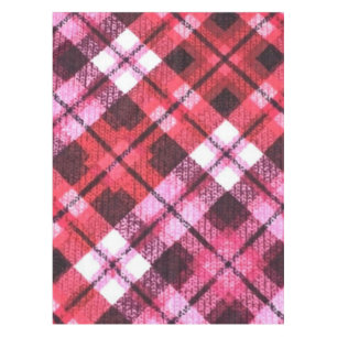 Knit Plaid Tartan Check Pink White Wine Pattern Tablecloth