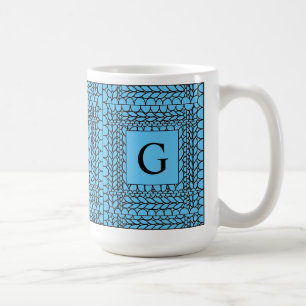 KNIT PURL BLUE Tall White Mug + Text