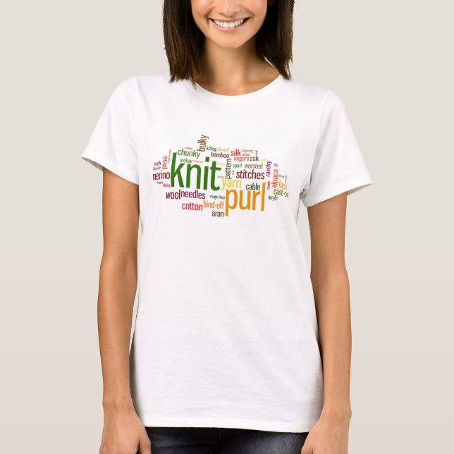Knit Purl Knitting Lexicon for Knitters T-Shirt (Front)