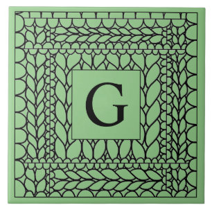 KNIT PURL SAGE Ceramic Tile + Initial