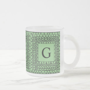 KNIT PURL SAGE Frosted Glass Mug + Initial