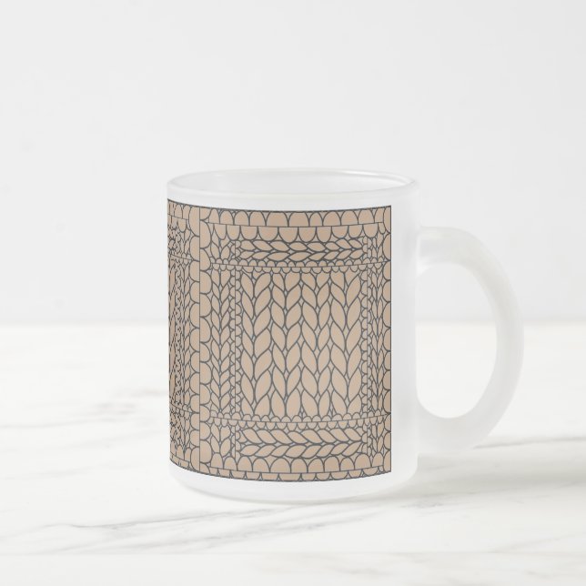 KNIT PURL TAN Frosted Glass Mug (Right)