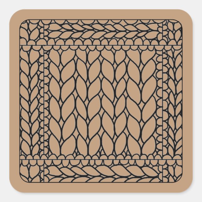 KNIT PURL TAN Small Square Stickers (Front)