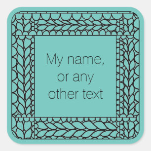 KNIT PURL TEAL Large Square Stickers + Text