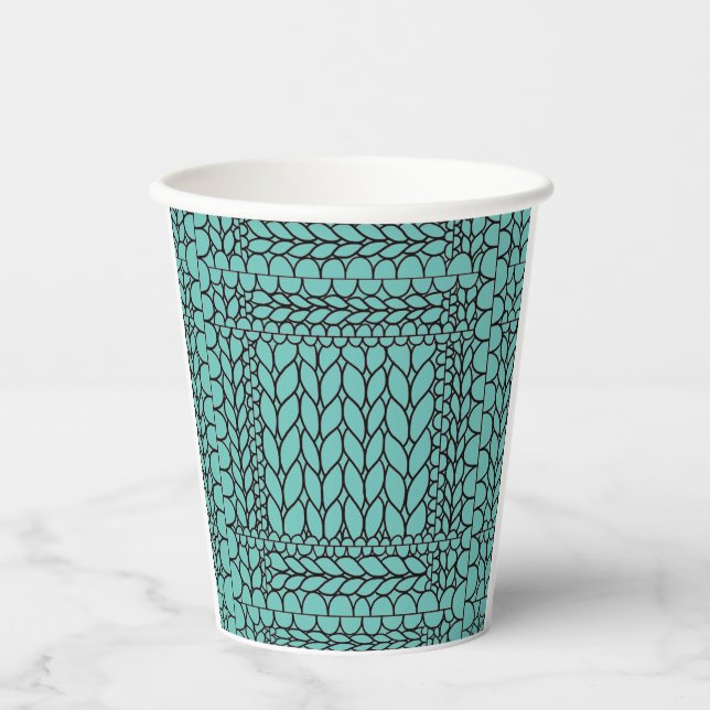 KNIT PURL TEAL Paper Cups  (Front)