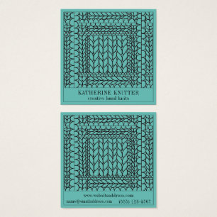 KNIT PURL TEAL Square Business Card