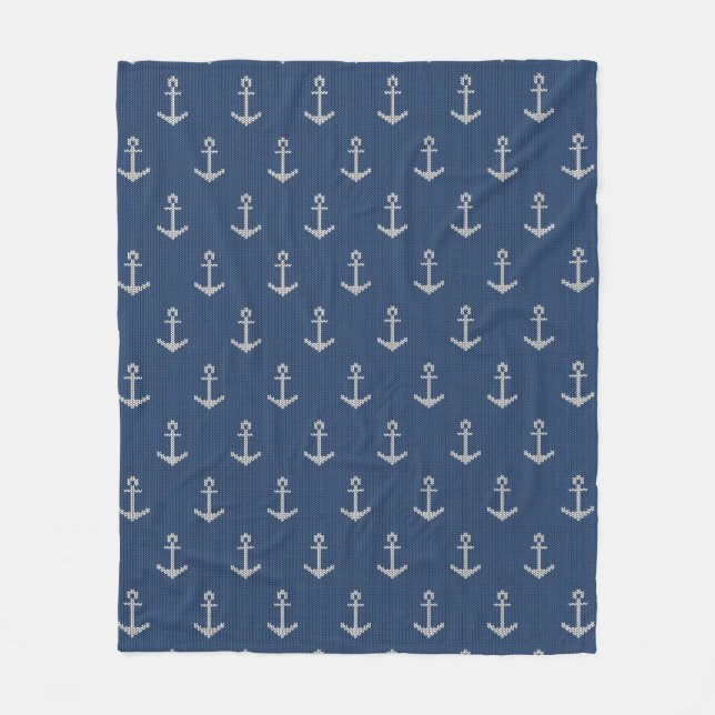 Knit Sea Anchor Fleece Blanket (Front)