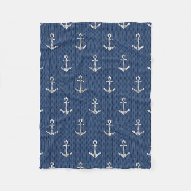 Knit Sea Anchor Fleece Blanket (Front)