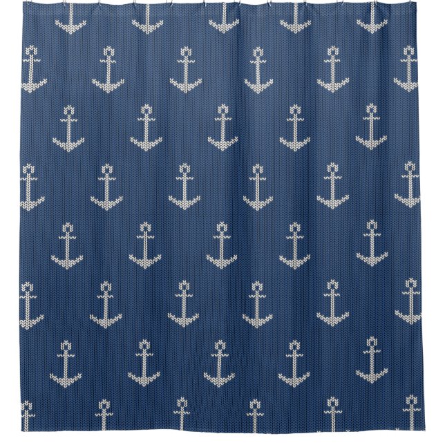 Knit Sea Anchor Shower Curtain (Front)