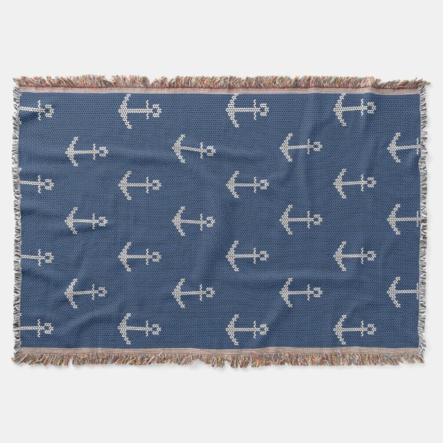 Knit Sea Anchor Throw Blanket (Front)